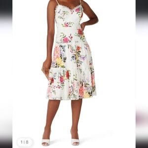 Elegant Floral Lace Midi Dress Marchesa Mmao